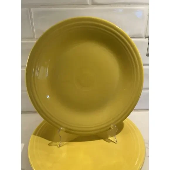 Vtg Homer Laughlin Fiesta Sunflower Plates 10.5" Set Of 2 Dinner Large Plates - Picture 3 of 7